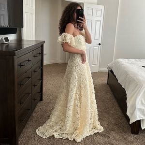 🦋SOLD🦋 — Ivory Floral Off Shoulder Formal Dress | NWOT